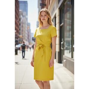 Diane von Furstenberg Wrap Dress Women’s 4 Yellow Short Sleeve Side Zipper